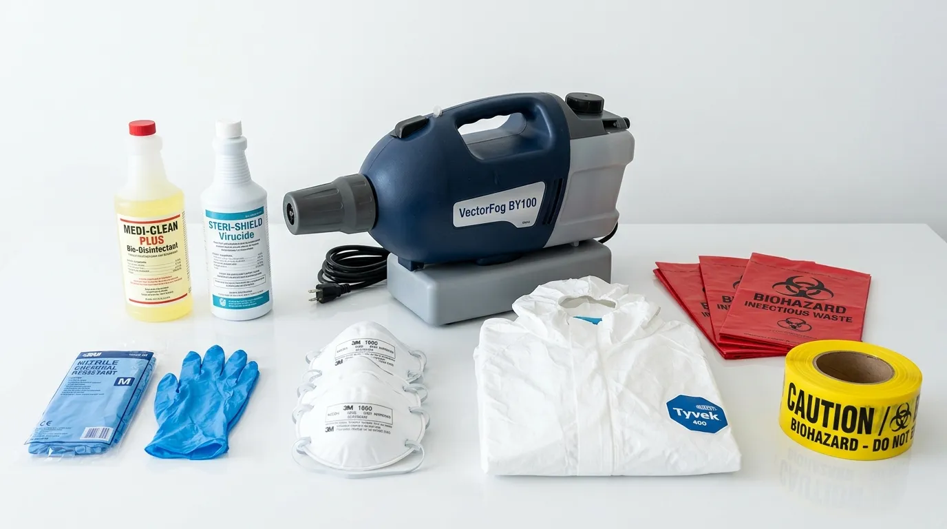 Professional biohazard remediation crew working in Sterling